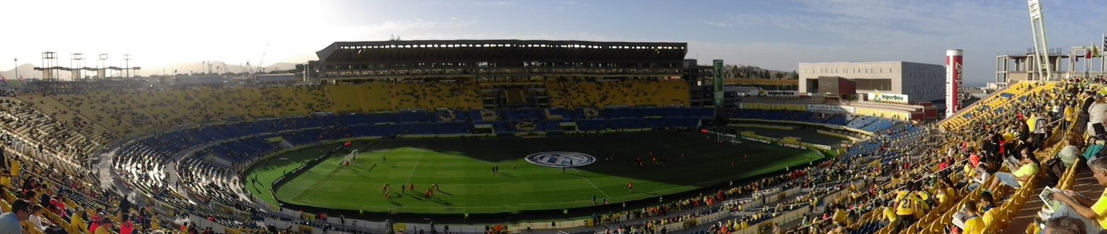 Aerial view of the Estadio de Gran Canaria with its current open stands