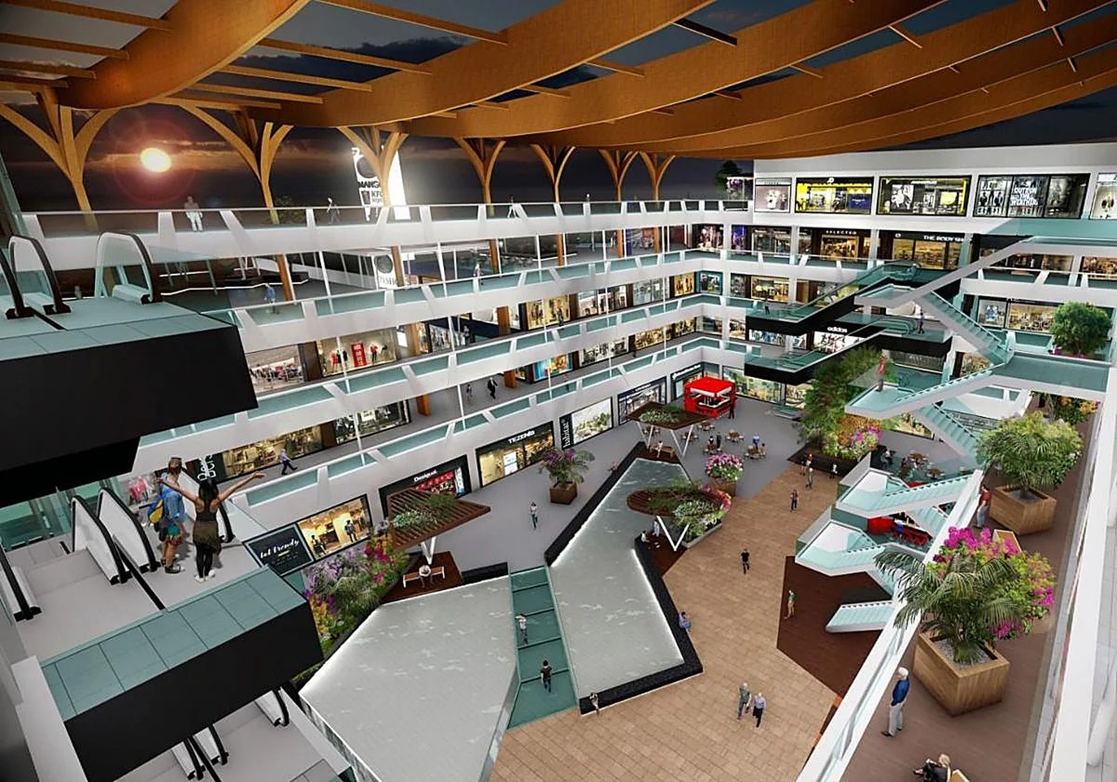 Projekt-Rendering des geplanten Einkaufszentrums