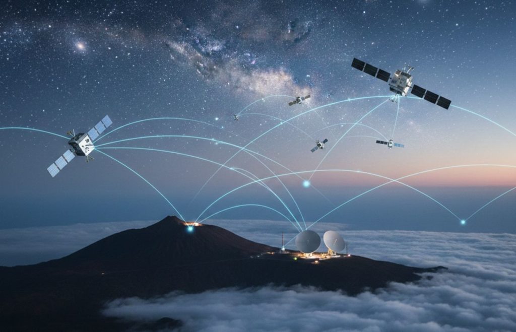 Satellitenkonstellation über dem Teide auf Teneriffa — Tenerife Space Horizon
