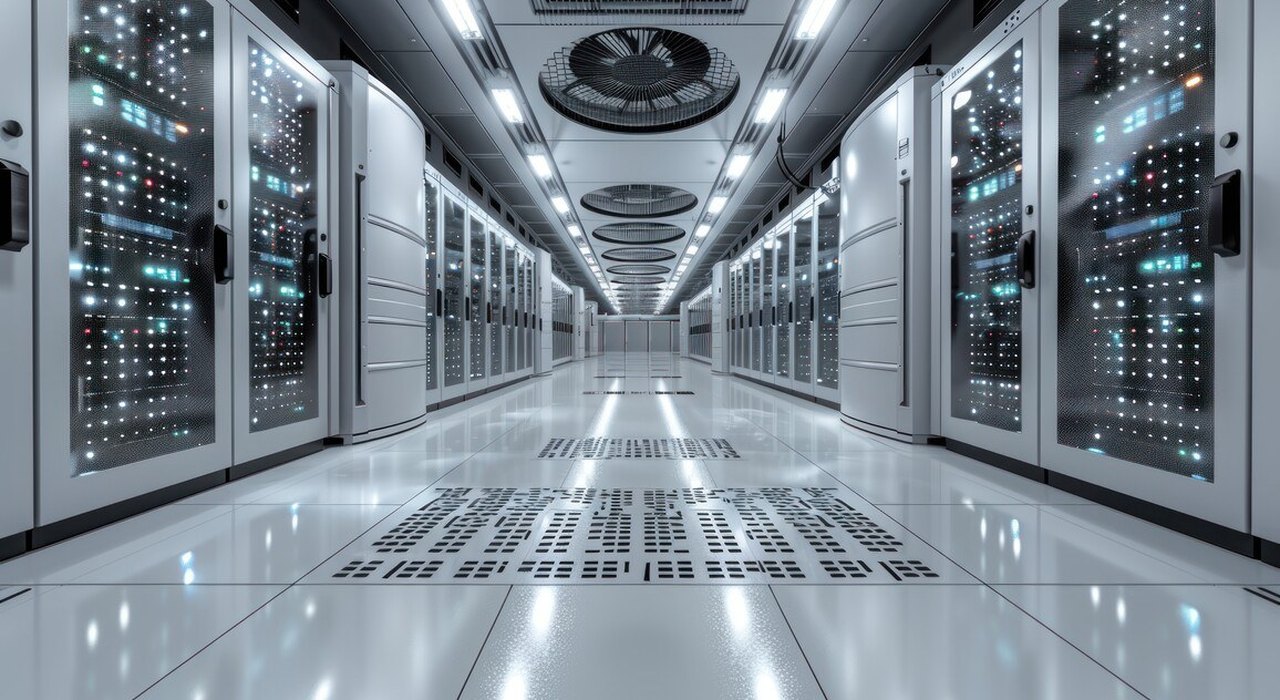 Rack di server in un datacenter per il supercalcolo