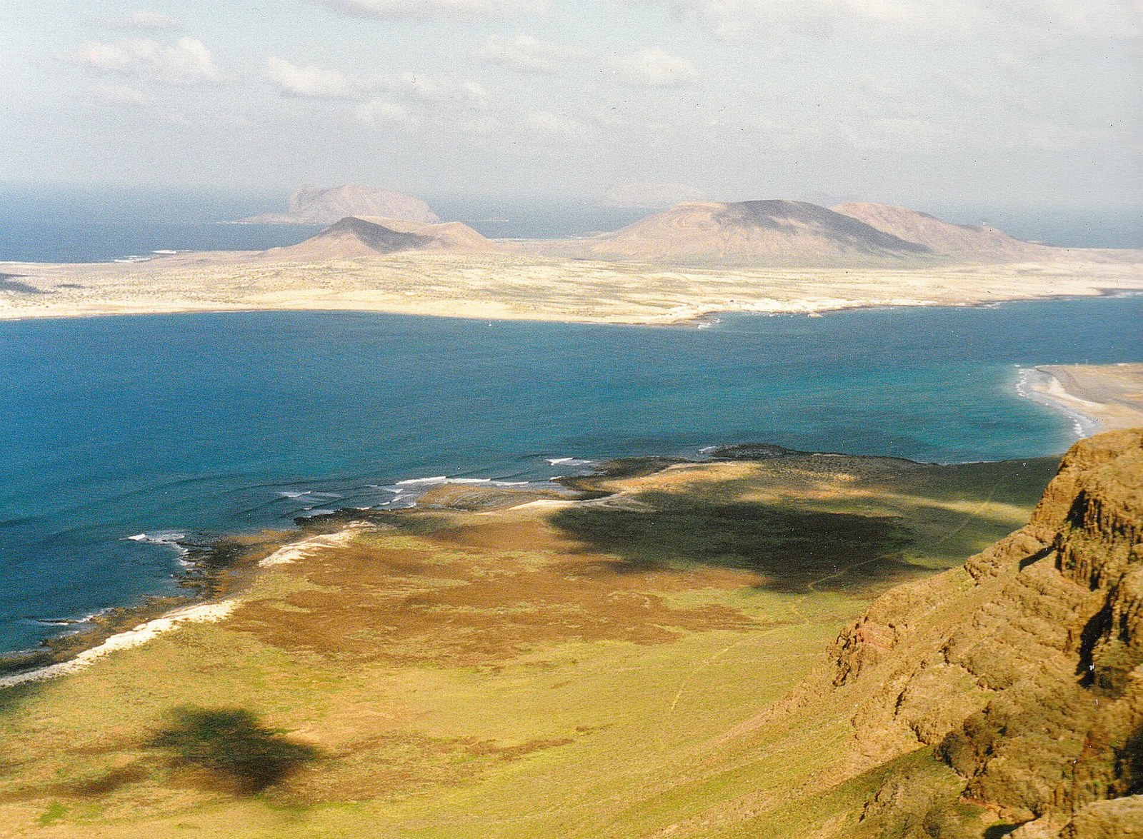 The view from the Mirador del Río over La Graciosa in the north of Lanzarote