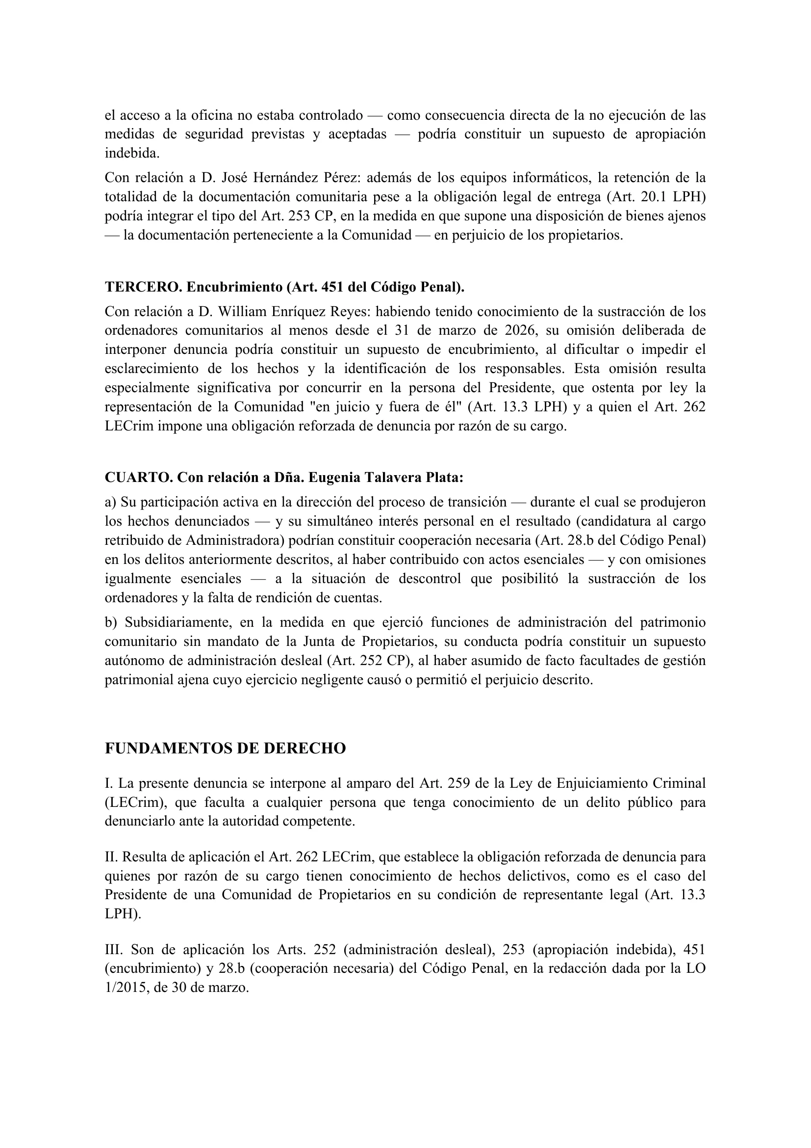 Denuncia Pagina 5 — Calificación und Fundamentos